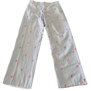 Lilly Pulitzer Phipps Blue Stripe Pink Flamingos Seersucker Pants Mens size 32